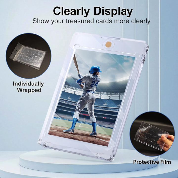 15Ct Magnetic Card Holder, 55Pt One Card Touch Holders for Trading Cards, U-V Protection Card Display Case Protectors Sleeves Hard Plastic Cover for Sports Game