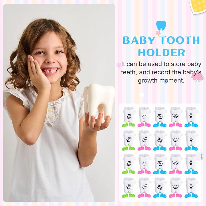 30 Pcs Teeth Storage Box Lovely Baby Milk Tooth Organizer Container Teeth Saver save Box with Expression Case Gift for Kids Child Keepsake Children